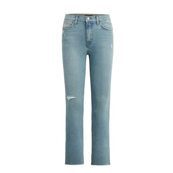 HUDSON Noa Distressed Mid Rise Straight Ankle Crop Jeans In Callidora - Picture 1 of 1